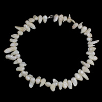 Collar de Perlas Natural de Freshwater, Perlas cultivadas de agua dulce, latón cierre de langosta, Keishi, chapado en color de platina, 6-28mm, longitud:aproximado 18 Inch, Vendido por Sarta