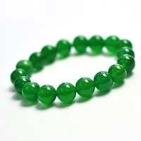 Green Agate Bracelets, Round, natural & for woman Approx 7.5 Inch 