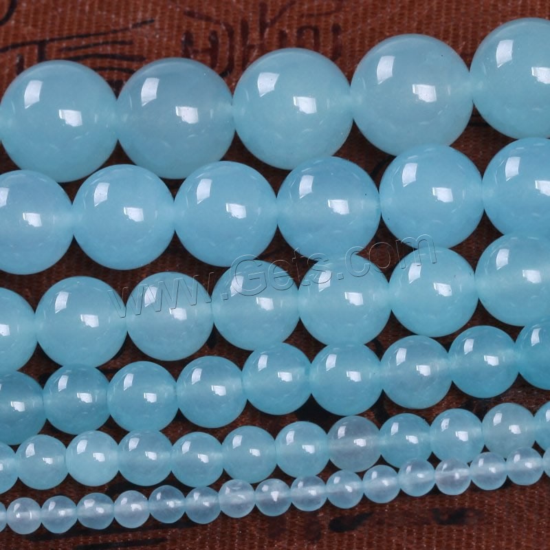 Dyed Jade Beads, Round, different size for choice, blue, Hole:Approx 1-2mm, Length:Approx 15 Inch, Sold By Strand