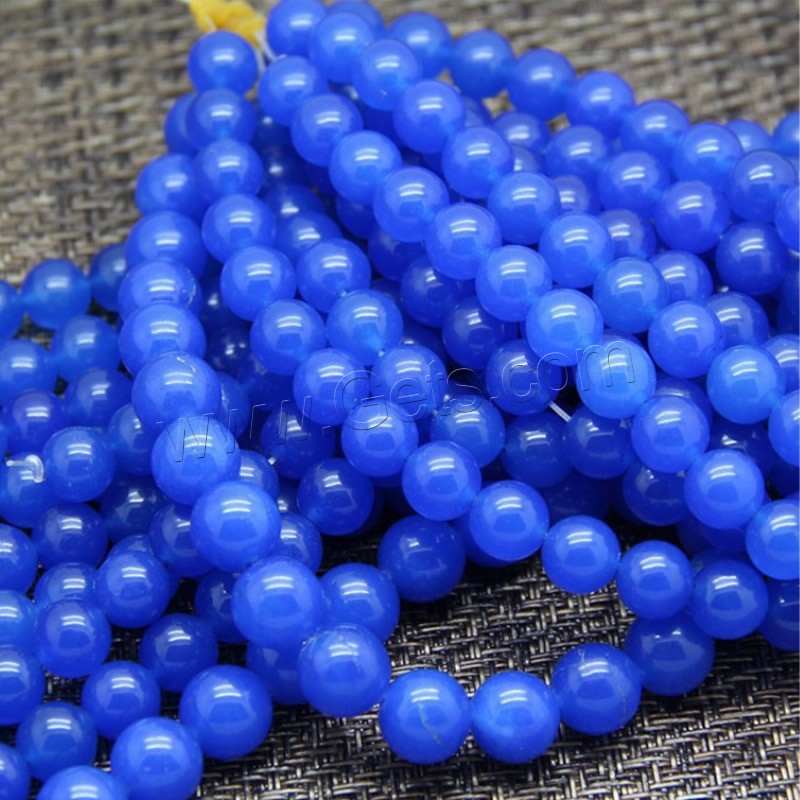 天然の藍晶石ビーズ, 天然クォーツ, ラウンド形, 異なるサイズの選択, ブルー, 穴:約 1-2mm, 長さ:約 15 インチ, 売り手 ストランド