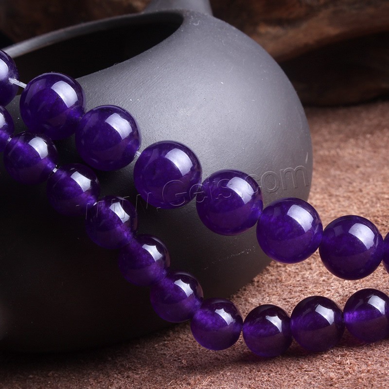 Purple Chalcedony Bead, Dyed Jade, Round, different size for choice, purple, Hole:Approx 1-2mm, Length:Approx 15 Inch, Sold By Strand
