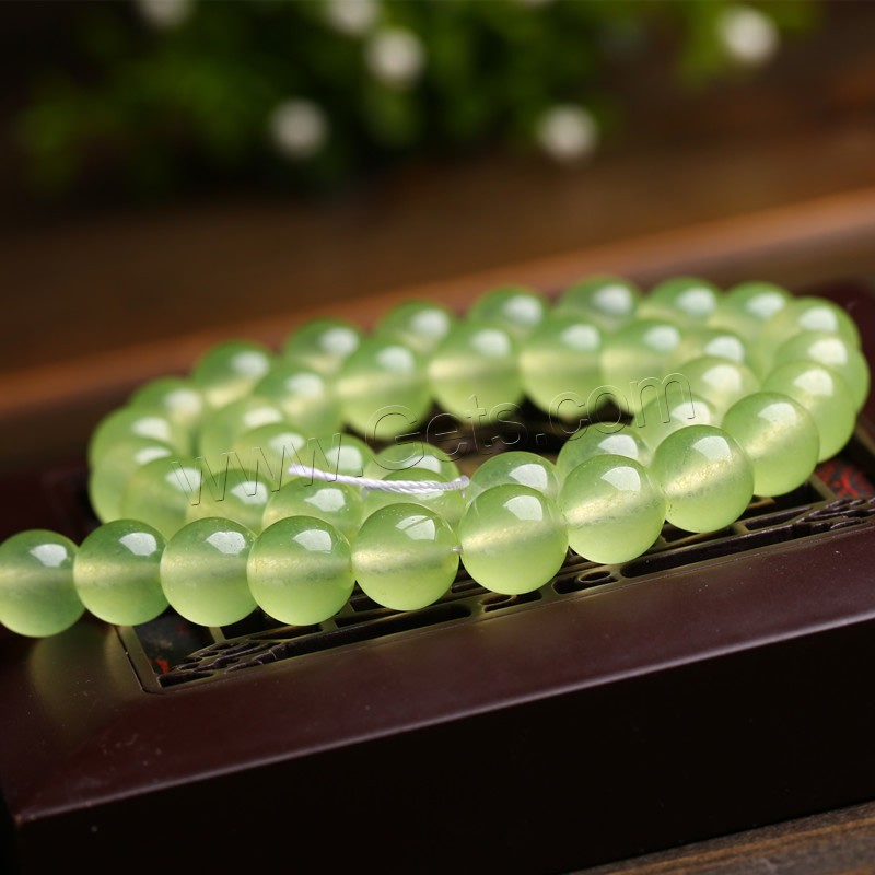 Green Calcedony Beads, Round, natural, different size for choice, Hole:Approx 1-2mm, Length:Approx 15 Inch, Sold By Strand