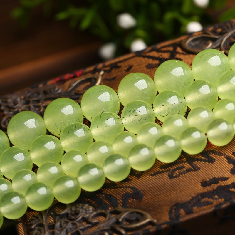 Green Calcedony Beads, Round, natural, different size for choice, Hole:Approx 1-2mm, Length:Approx 15 Inch, Sold By Strand