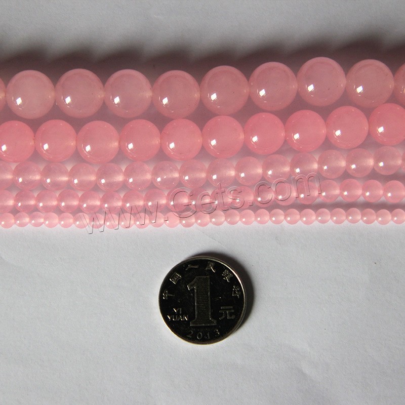 Karneolperlen, rosa Chalcedon, rund, natürlich, verschiedene Größen vorhanden, Bohrung:ca. 1-2mm, Länge:ca. 15 ZollInch, verkauft von Strang