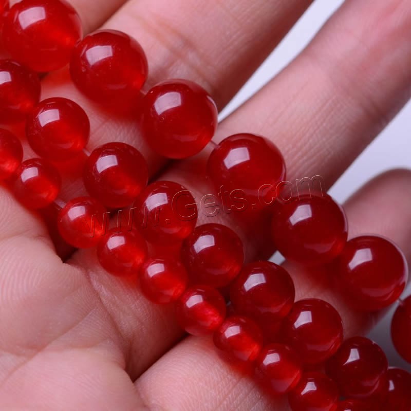 Dyed Jade Beads, Round, different size for choice, red, Hole:Approx 1-2mm, Length:Approx 15 Inch, Sold By Strand
