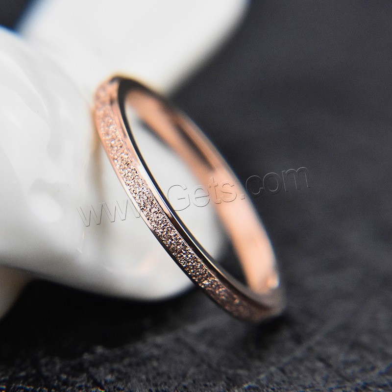 Stainless Steel Finger Ring, rose gold color plated, different size for choice & for woman & stardust, 2mm, Sold By PC
