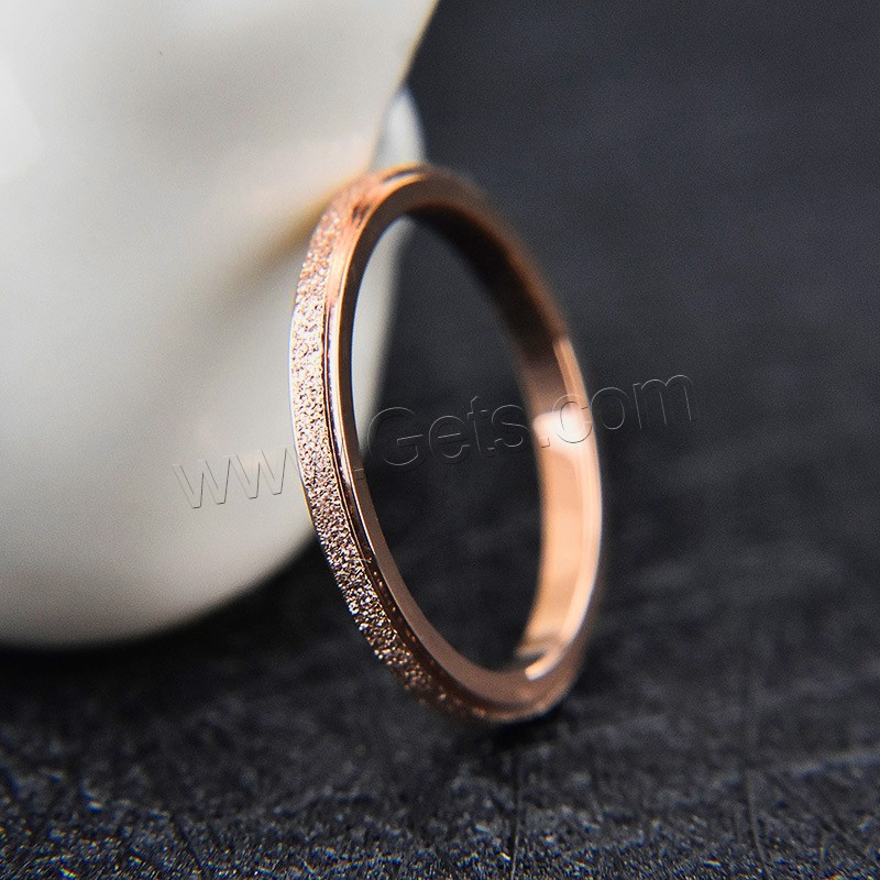 Stainless Steel Finger Ring, rose gold color plated, different size for choice & for woman & stardust, 2mm, Sold By PC