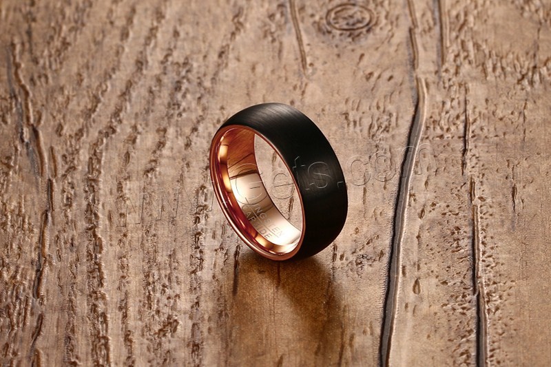 Мужское вольфрамовое стальное кольцо навалом, Вольфрама сталь, Другое покрытие, разный размер для выбора & Матовый металлический эффект & Мужский & двухцветный, 8mm, продается PC