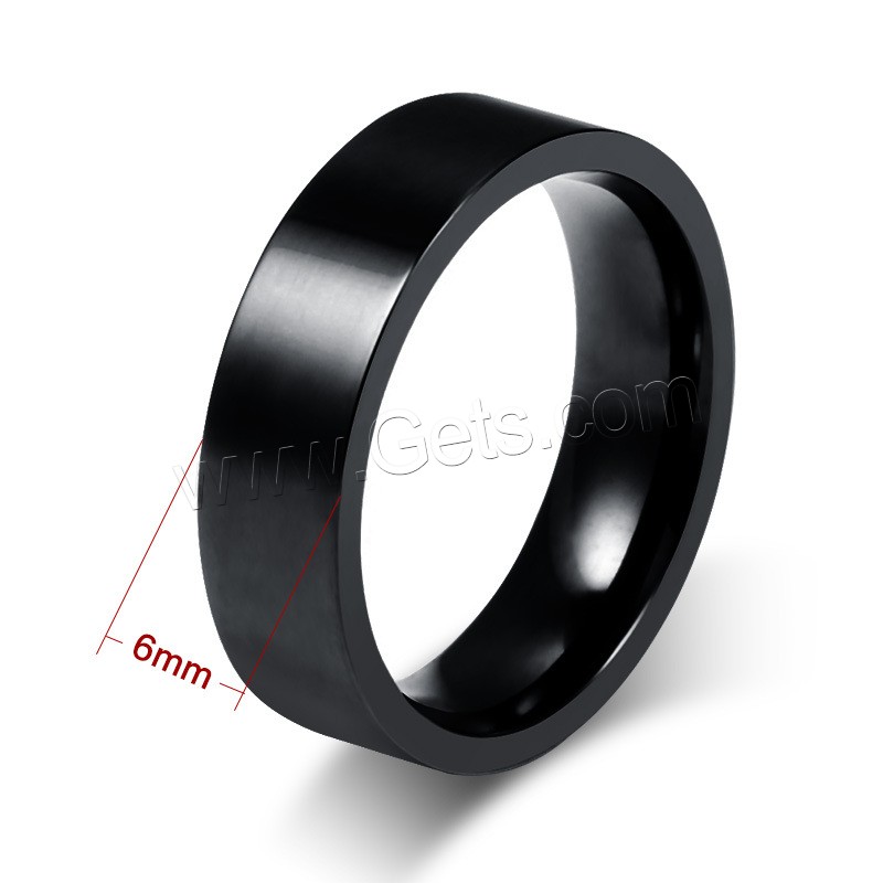Stainless Steel Finger Ring, black ionic, different size for choice & for woman, 6mm, Sold By PC