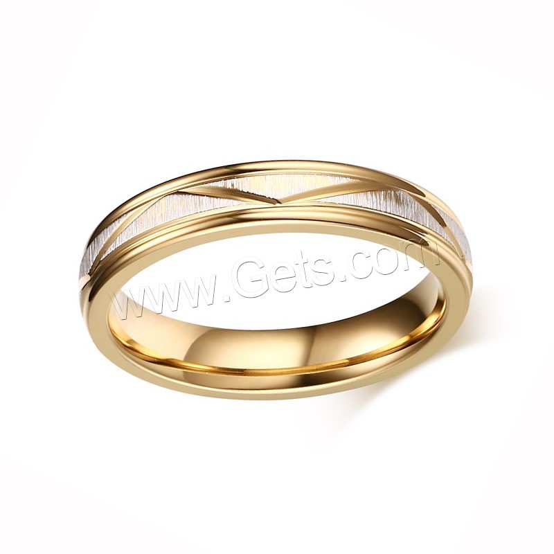 Stainless Steel Finger Ring, gold color plated, different size for choice & brushed & for woman, 4mm, Sold By PC
