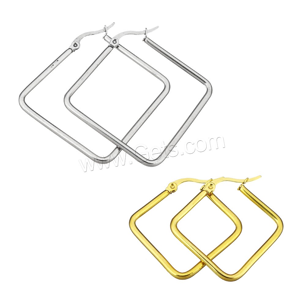 Edelstahl Hoop Ohrringe, Rhombus, plattiert, verschiedene Größen vorhanden, keine, verkauft von Paar