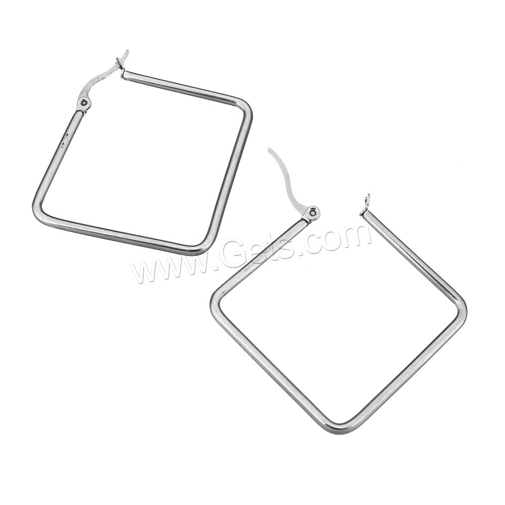 Stainless Steel Hoop Earring, Rhombus, plated, different size for choice, more colors for choice, Sold By Pair