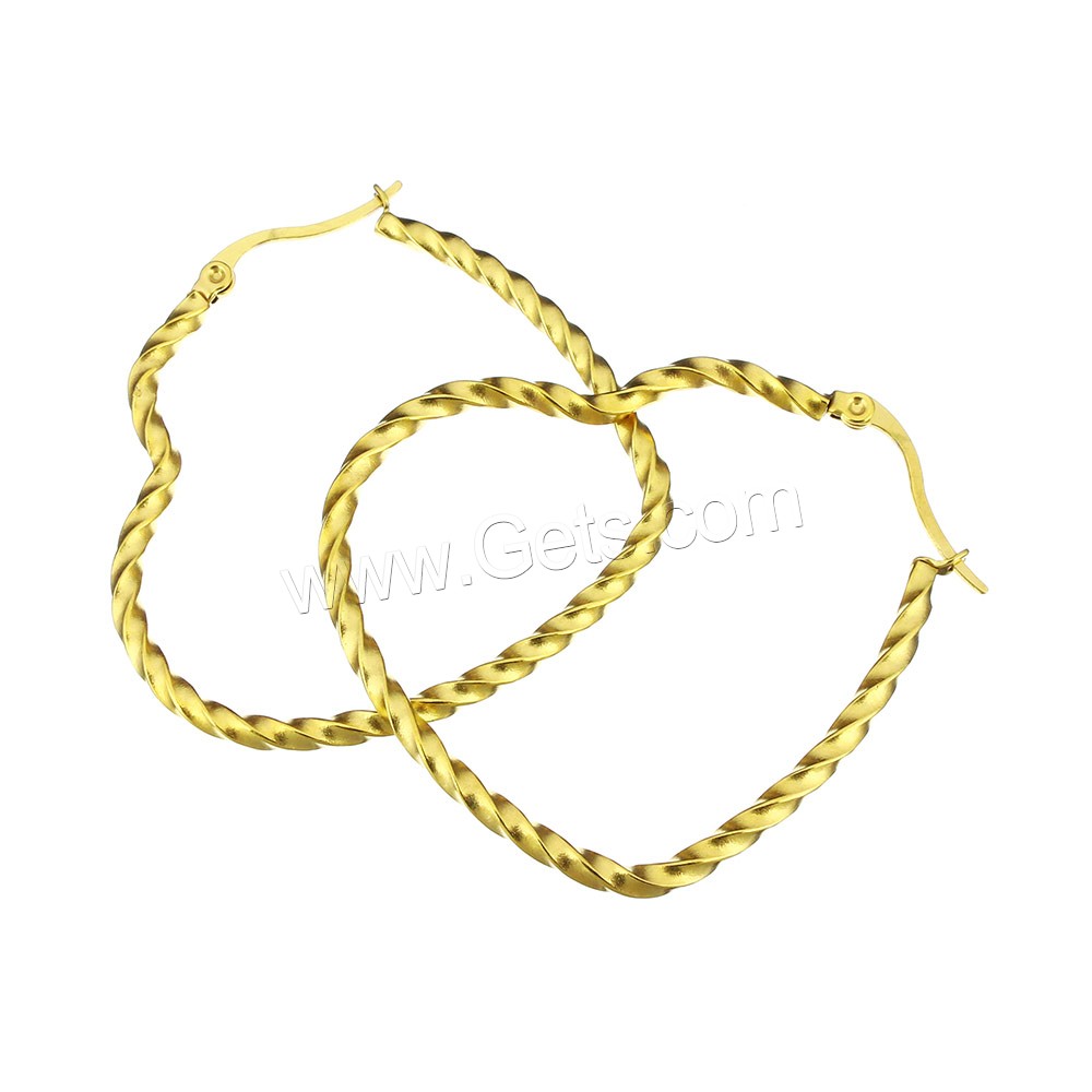 Stainless Steel Hoop Earring, Heart, plated, different size for choice, more colors for choice, Sold By Pair