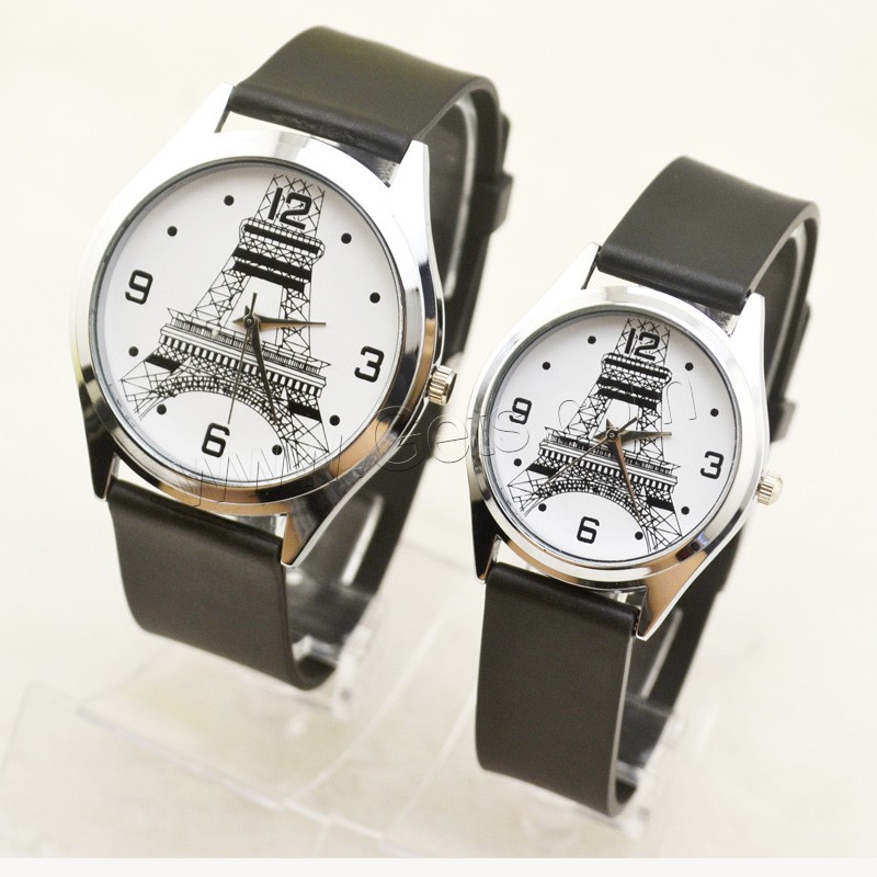 Unisexe Armbanduhr, Zinklegierung, mit Glas & Silikon, chinesische Bewegung, Platinfarbe platiniert, verschiedene Größen vorhanden, verkauft von PC