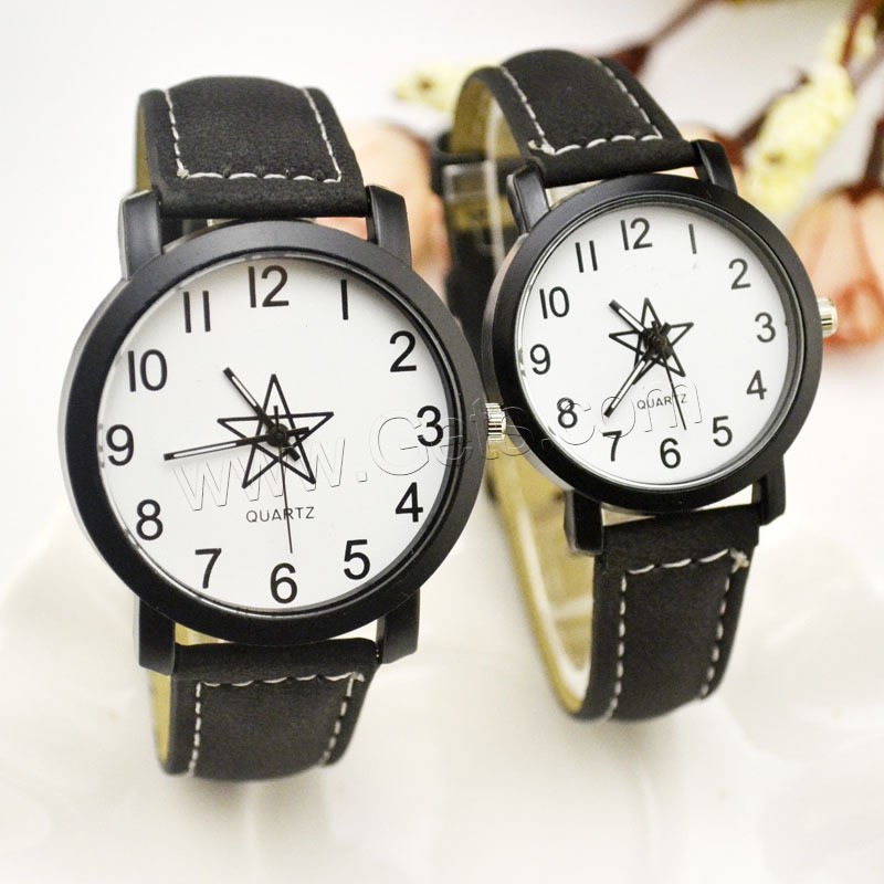 Мужская наручные часы, цинковый сплав, с Искусственная кожа & Стеклянный, китайское движение, черный свнец, разный размер для выбора, продается PC