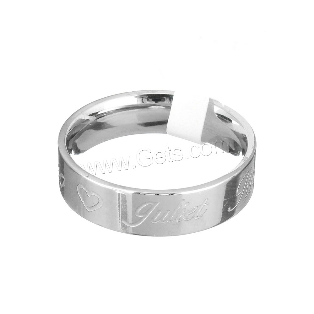 Stainless Steel Finger Ring, different size for choice & different styles for choice & with letter pattern, original color, Sold By PC
