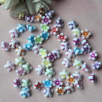 perle acrylique de lavage chimique , fleur, couleurs mélangées, 10mm Environ 1mm, Environ Vendu par sac