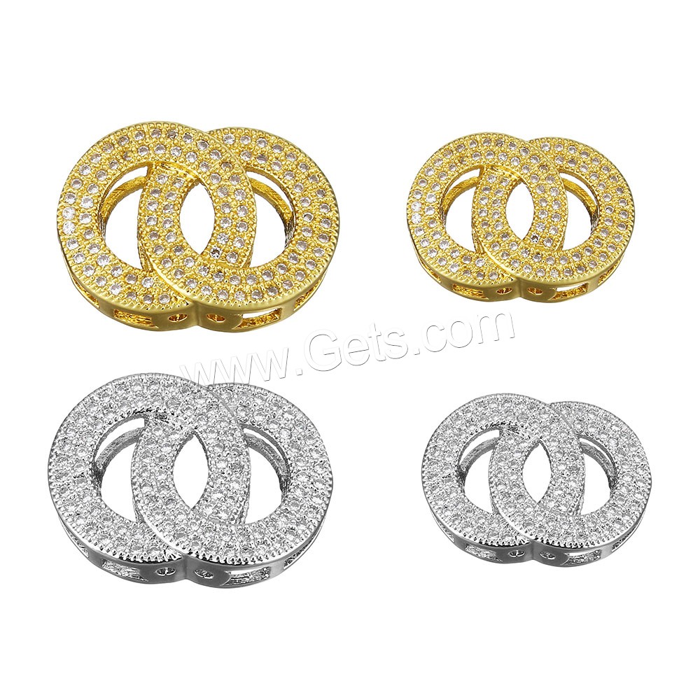Cubic Zirconia Micro Pave Brass Beads, plated, multihole & different size for choice & micro pave cubic zirconia, more colors for choice, Hole:Approx 1.1mm, Sold By PC