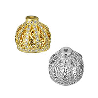 Cubic Zirconia Micro Pave Brass Beads, Dome, plated, micro pave cubic zirconia & hollow Approx 1mm [