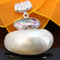 White Shell Pendants, Zinc Alloy, with White Shell & Abalone Shell, platinum color plated, lead & cadmium free Approx 3-5mm 