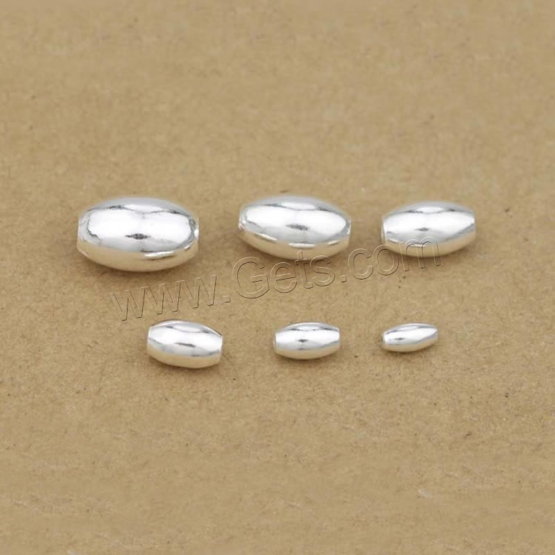 Sterling Silver Beads, 925 Sterling Silver, Oval, different size for choice, Hole:Approx 1-2mm, Sold By PC