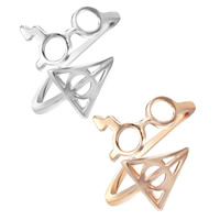 Zinc Alloy Cuff Finger Ring, Harry Potter Deathly Hallows Symbol, plated, adjustable & for woman lead & cadmium free, 15-16mm, US Ring 