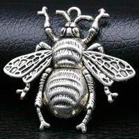 Zinklegierung Tier Anhänger, Biene, antik silberfarben plattiert, frei von Blei & Kadmium, 38x40mm, Bohrung:ca. 1.5mm, 100PCs/Tasche, verkauft von Tasche