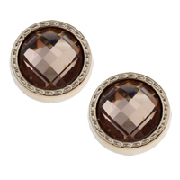 CCB Plastic Cabochons, Copper Coated Plastic, with Acrylic, Flat Round, KC gold color plated, flat back & faceted 