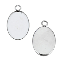 Stainless Steel Pendant Setting, Flat Oval original color Approx 2.5mm [
