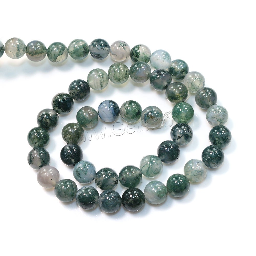 Natürliche Moosachat Perlen, Moos Achat, rund, verschiedene Größen vorhanden, Bohrung:ca. 0.5-1.5mm, Länge:ca. 15.5 ZollInch, verkauft von Strang
