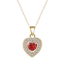 Cubic Zircon Micro Pave Brass Necklace, Heart, real gold plated, oval chain & micro pave cubic zirconia & for woman, lead & cadmium free, 40cm Approx 15.5 Inch 