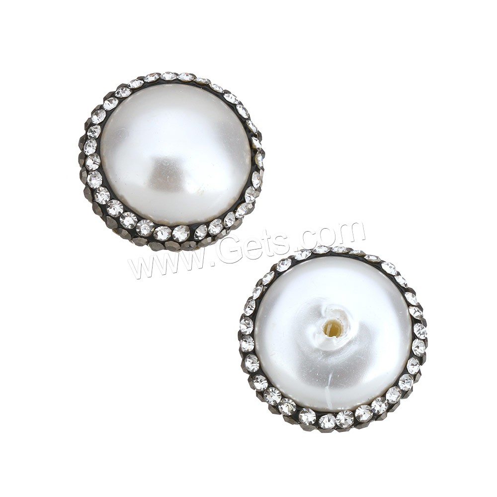 Half Drilled South Sea Shell Beads, with Rhinestone Clay Pave, natural, different size for choice & half-drilled, Hole:Approx 1.5mm, Sold By PC