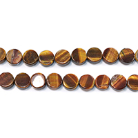 Tiger Eye Beads, Flat Round, natural Approx 0.8mm Approx 16 Inch, Approx 