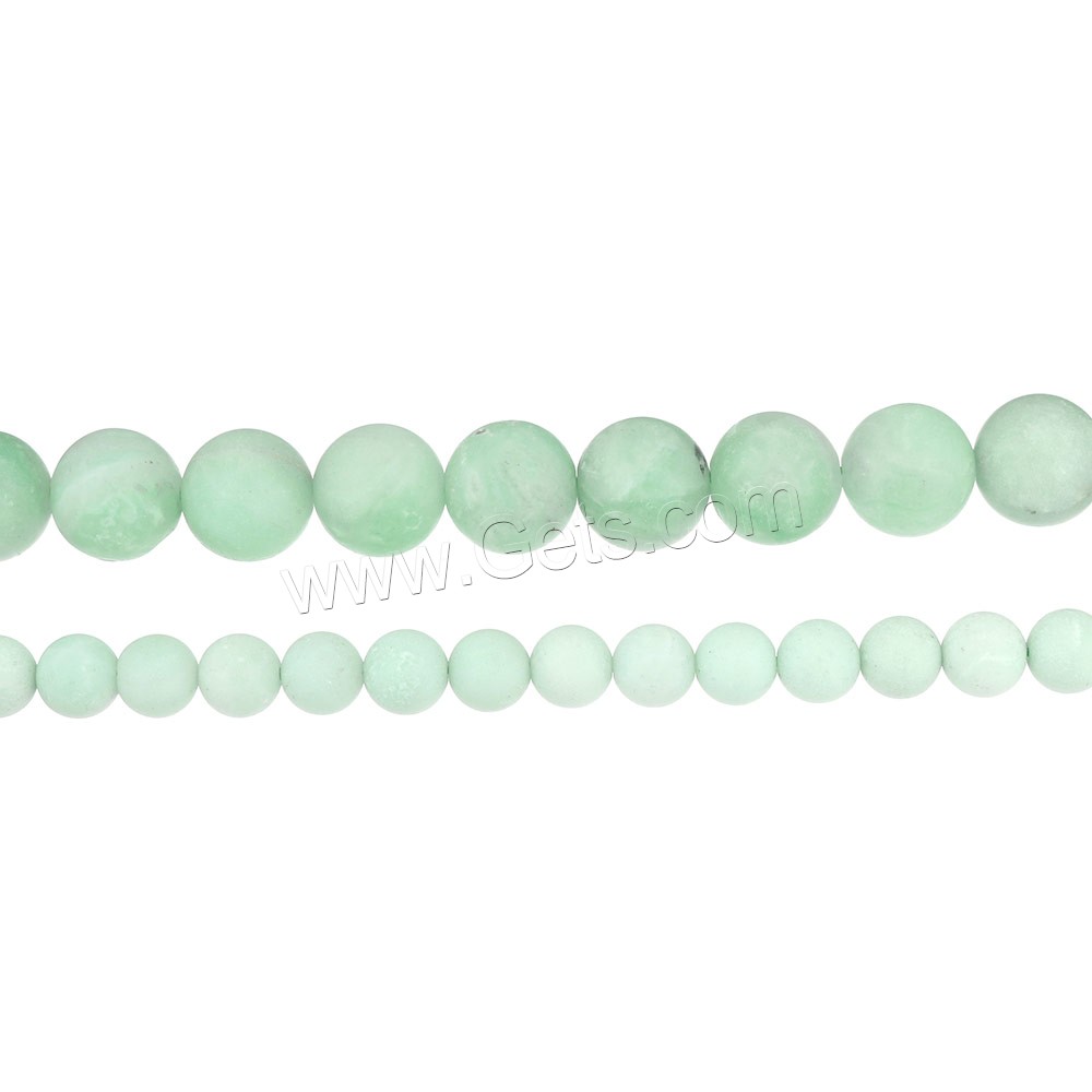 Amazonit Perlen, rund, natürlich, verschiedene Größen vorhanden & satiniert, Grade A, Bohrung:ca. 0.5-1.5mm, Länge:ca. 15.5 ZollInch, verkauft von Strang