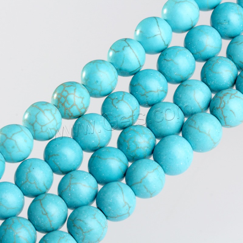Synthetic Turquoise Beads, Round, different size for choice & for woman, Length:Approx 14.5 Inch, Sold By Strand