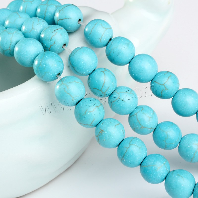 Synthetische Türkis Perlen, rund, verschiedene Größen vorhanden & für Frau, Länge:ca. 14.5 ZollInch, verkauft von Strang