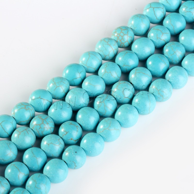 Synthetische Türkis Perlen, rund, verschiedene Größen vorhanden & für Frau, Länge:ca. 14.5 ZollInch, verkauft von Strang