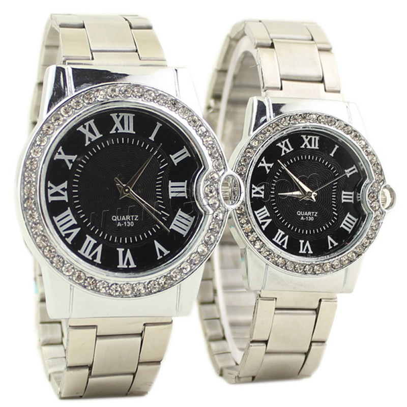 Unisex Wrist Watch, Zinc Alloy, with Glass, platinum color plated, different styles for choice & with rhinestone, more colors for choice, Sold By PC