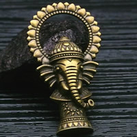 Buddische Schmuck Anhänger, Zinklegierung, Ganesha, antike Bronzefarbe plattiert, frei von Blei & Kadmium, 51x28mm, Bohrung:ca. 10-15mm, 60PCs/Tasche, verkauft von Tasche