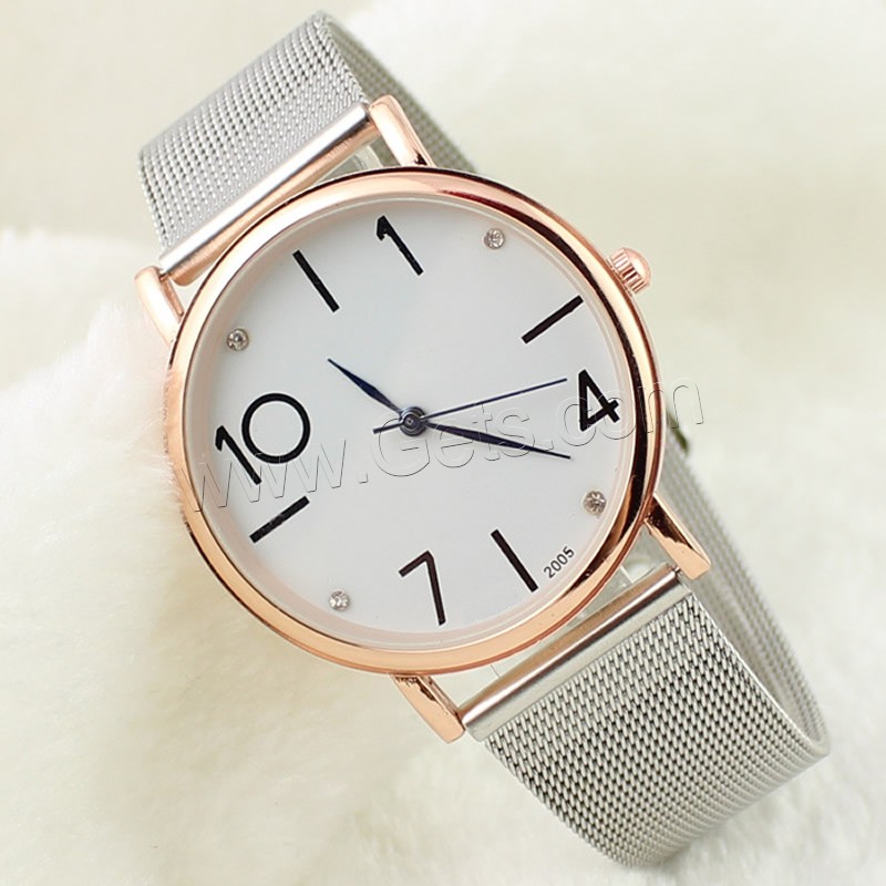 Unisex Wrist Watch, Zinc Alloy, with Glass, plated, different styles for choice & with rhinestone, Sold By PC