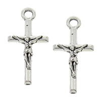 Pendentifs croix en alliage de zinc  , Crucifix, Plaqué de couleur d'argent, bijoux Christian, sans plomb et cadmium Environ 1.5mm Vendu par sac