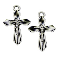Pendentifs croix en alliage de zinc  , Crucifix, Plaqué de couleur d'argent, bijoux Christian, sans plomb et cadmium Environ 1.5mm Vendu par sac