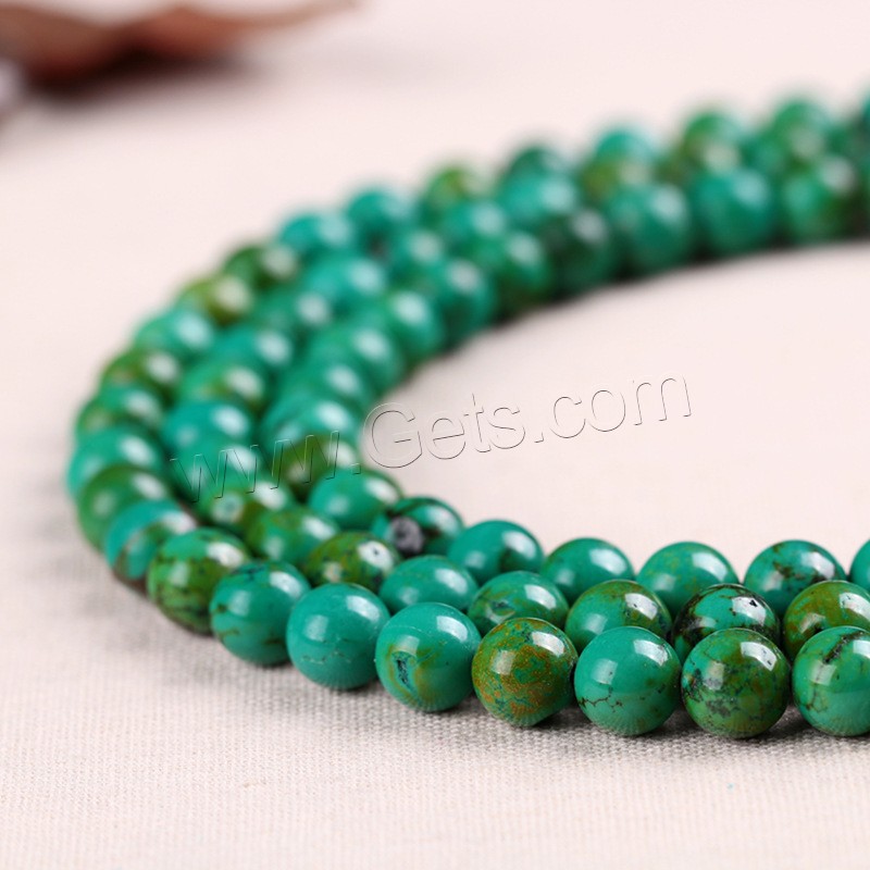 Synthetische Türkis Perlen, rund, verschiedene Größen vorhanden, Bohrung:ca. 1mm, Länge:ca. 15 ZollInch, verkauft von Strang