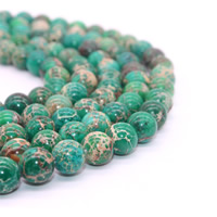 Eindruck Jaspis Perlen, Impression Jaspis, rund, verschiedene Größen vorhanden, Bohrung:ca. 1mm, Länge:ca. 15 ZollInch, verkauft von Strang
