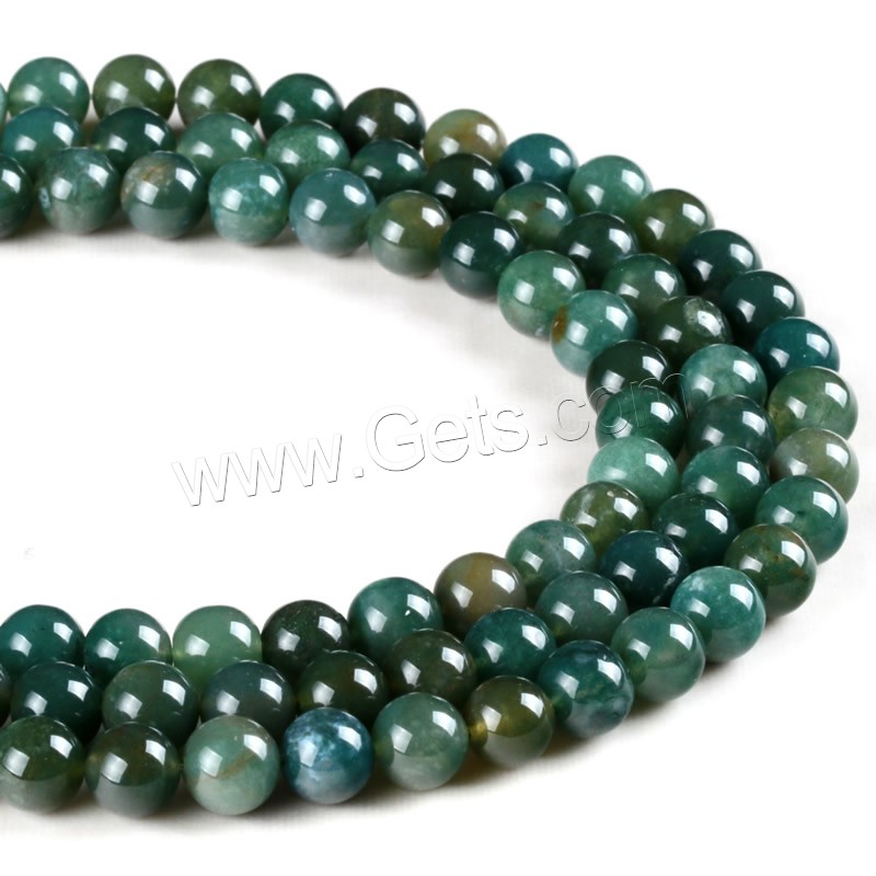 Natural Moss Agate Beads, Round, different size for choice, Hole:Approx 1mm, Length:Approx 15 Inch, Sold By Strand