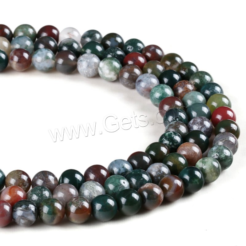 Natural Indian Agate Beads, Round, different size for choice, Hole:Approx 1mm, Length:Approx 15 Inch, Sold By Strand