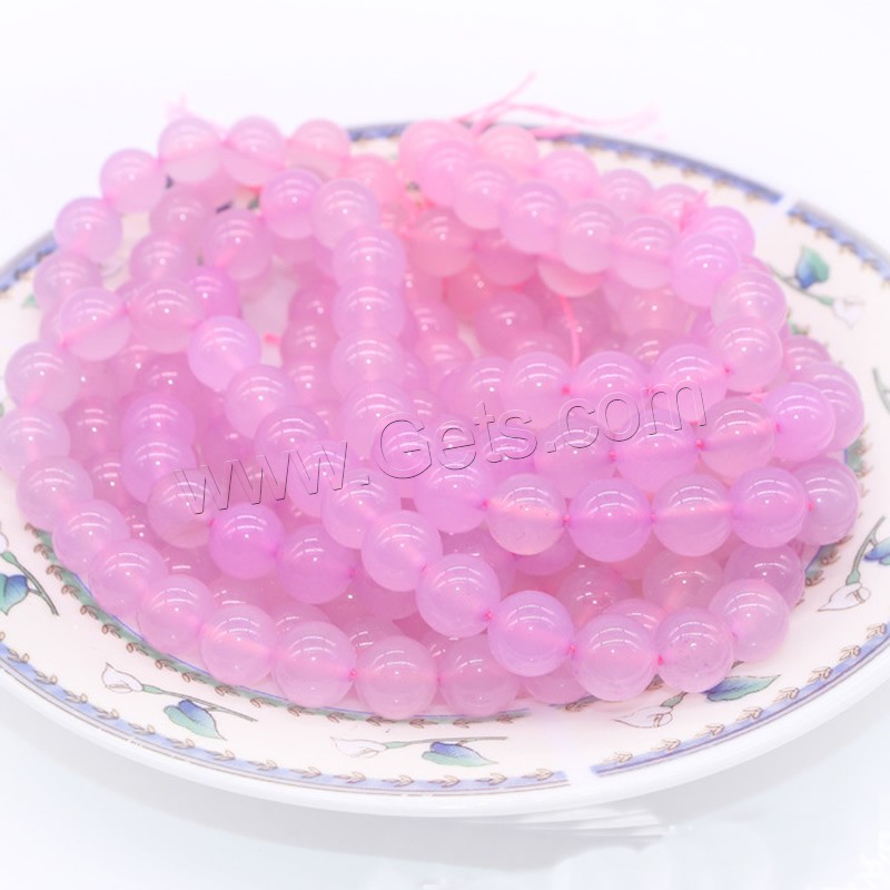 Pink Calcedony Beads, Round, different size for choice, Hole:Approx 1mm, Length:Approx 15 Inch, Sold By Strand