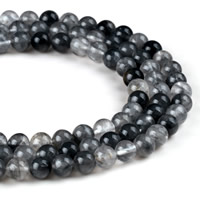 Natürliche graue Quarz Perlen, Grauer Quarz, rund, verschiedene Größen vorhanden, Bohrung:ca. 1mm, Länge:ca. 15 ZollInch, verkauft von Strang