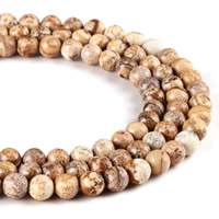 Landschafts-Jaspis Perlen, Bild Jaspis, rund, verschiedene Größen vorhanden, Bohrung:ca. 1mm, Länge:ca. 15 ZollInch, verkauft von Strang