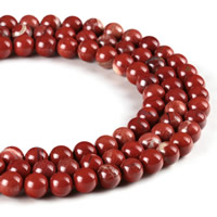 Rote Jaspis Perle, Roter Jaspis, rund, verschiedene Größen vorhanden, Bohrung:ca. 1mm, Länge:ca. 15 ZollInch, verkauft von Strang[
